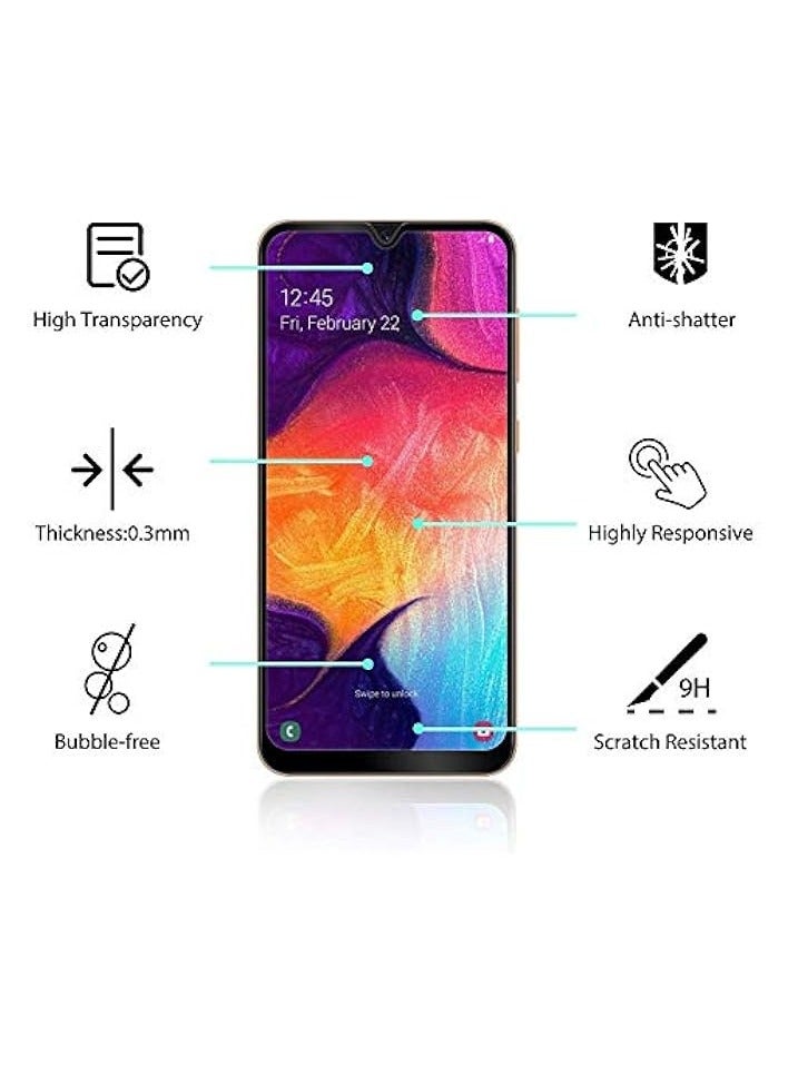 PROMASS Tempered Glass For Galaxy A50 Screen Protector, [Case Friendly] [Bubble Free] [Anti-Fingerprint] 9H Full Screen Glue Glass Film For Galaxy A50 (Black, Clear) - Image 2