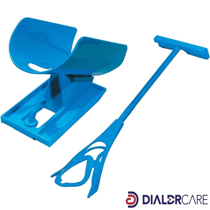 DIALDRCARE منزلق الجوارب - مجموعة مساعدة الجوارب السهلة الاستخدام | أداة مساعدة للجوارب لكبار السن، المعاقين، الحوامل، مرضى السكري - جهاز مساعد للسحب - مساعد للجوارب (أزرق) - Image 5