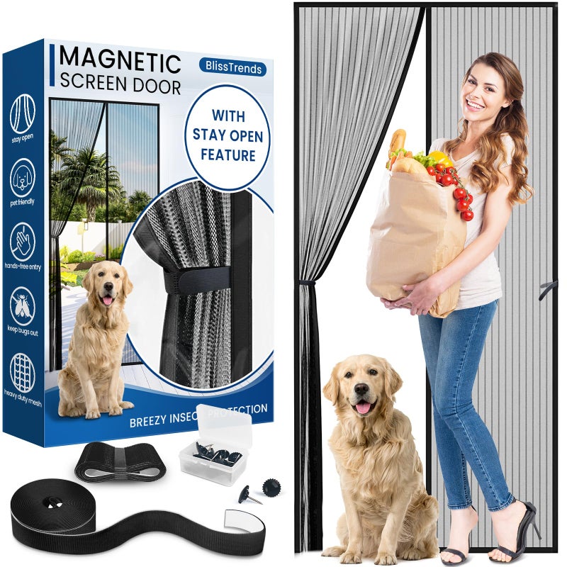 BlissTrends Magnetic Screen Door, Door Screen Magnetic Closure, Patio Screens for Patios Outside Outdoor, Mesh Screen Doors with Magnets Pet Friendly, Screen for Door to Keep Bugs Out (38"×83")  - Image 1