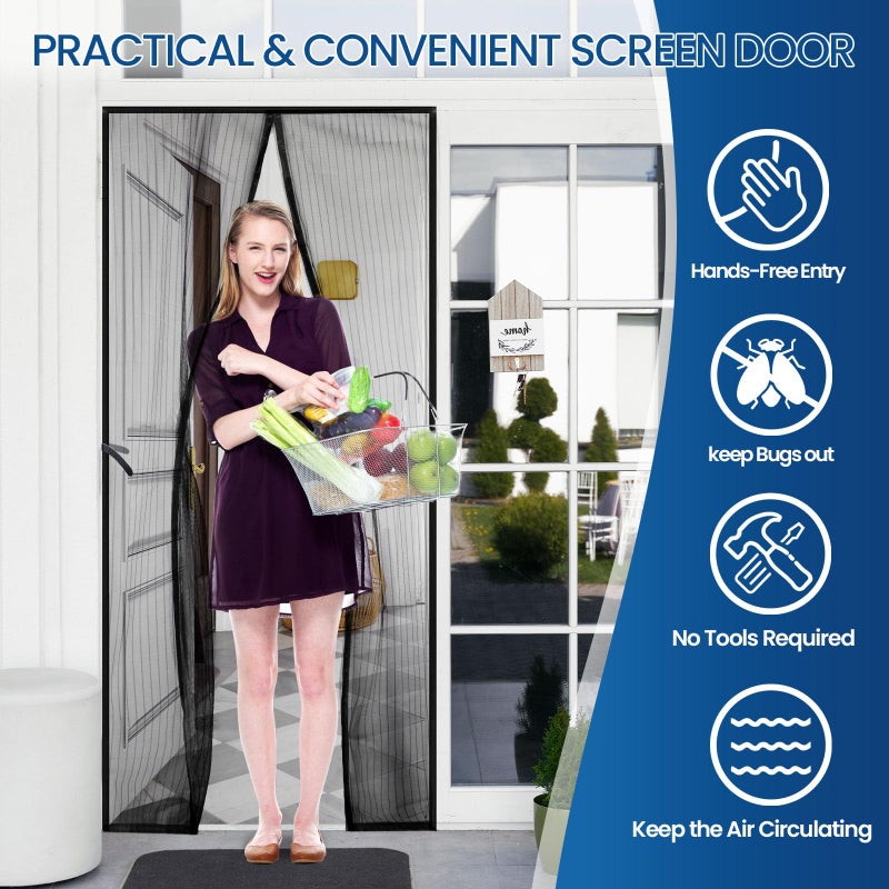 BlissTrends Magnetic Screen Door, Door Screen Magnetic Closure, Patio Screens for Patios Outside Outdoor, Mesh Screen Doors with Magnets Pet Friendly, Screen for Door to Keep Bugs Out (38"×83")  - Image 3