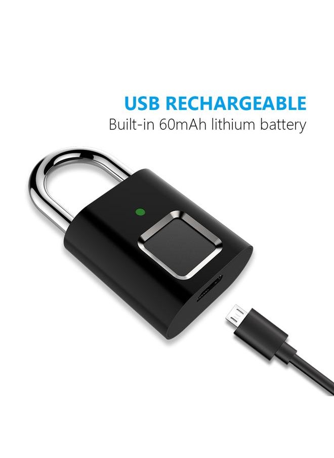 Thoraya Fingerprint Padlock Biometric Padlock Store 10 Fingerprints 3 LED Indicator Light Security Keyless Mini Smart Lock for Locker Gym Door Backpack Suitcase  - Image 1
