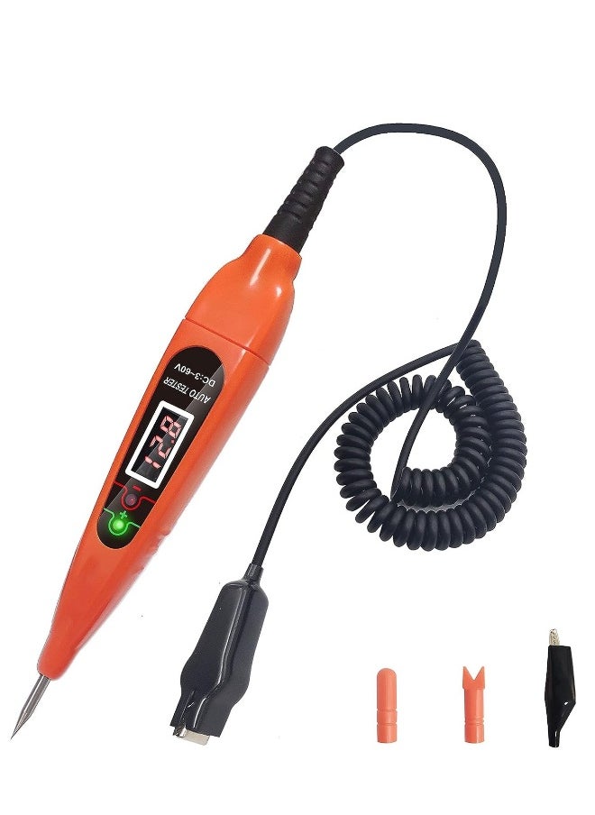 Generic Automotive Test Light DC 3-60V Digital LCD Circuit Tester Heavy Duty Light Tester with Voltmeter and Probe Circuits Low Voltage Tester Probe for Checking Vehicle Car Truck Motorcycle Boat Fuses  - Image 1