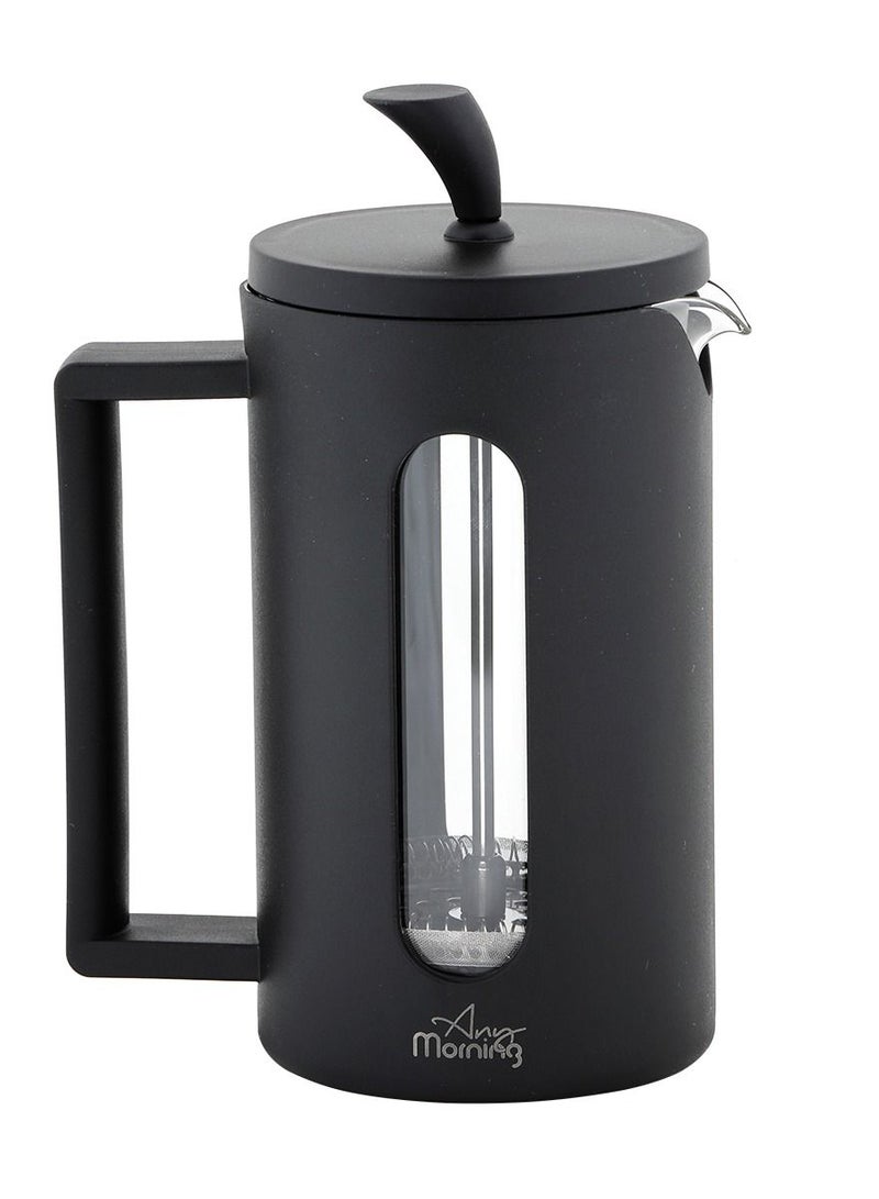 آني مورننغ صانعة القهوة الفرنسية 600 مل / 20 أونصة، من زجاج البوروسيليكات، لتحضير القهوة الساخنة والباردة، مع فلتر من الستانلس ستيل، متينة ومقاومة للحرارة، اللون أسود - FF002 - Image 1