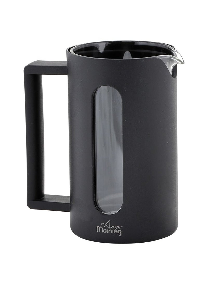 آني مورننغ صانعة القهوة الفرنسية 600 مل / 20 أونصة، من زجاج البوروسيليكات، لتحضير القهوة الساخنة والباردة، مع فلتر من الستانلس ستيل، متينة ومقاومة للحرارة، اللون أسود - FF002 - Image 4