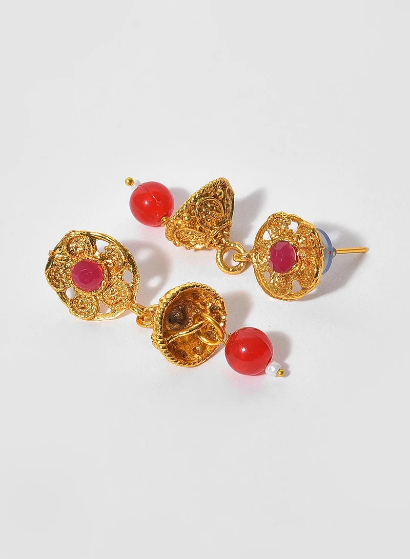 SOHI Red & Green Contemporary Artificial Jewellery Set