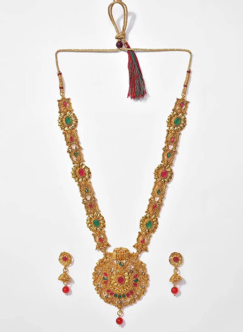 SOHI Red & Green Contemporary Artificial Jewellery Set