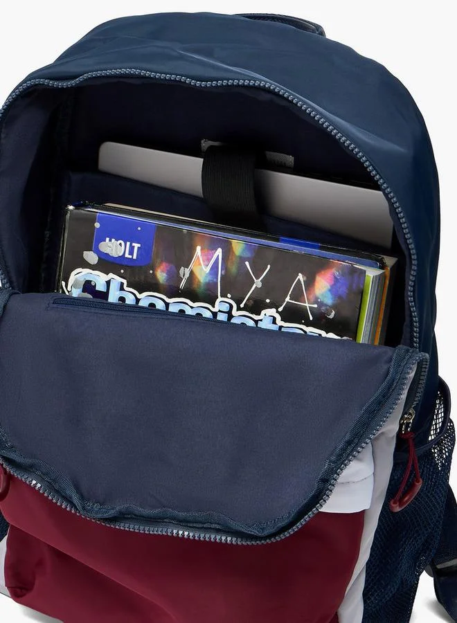 Lee Cooper NAVY Colourblock School Backpack With Padded Shoulder Straps - 30x17x44 CM  | Best Price UAE
