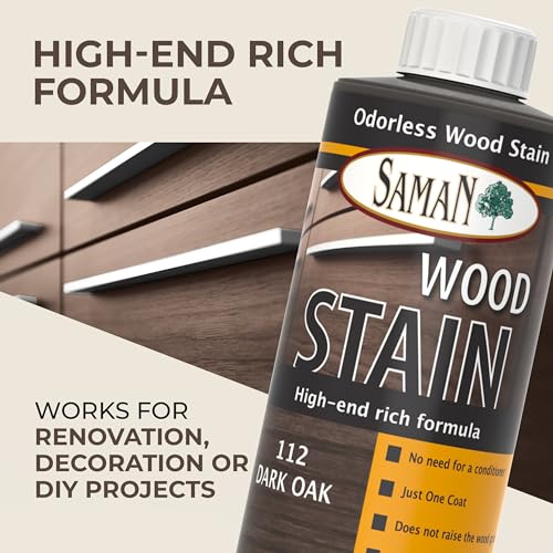 SamaN Interior Water Based Wood Stain - Natural Stain for Furniture, Moldings, Wood Paneling, Cabinets (Dark Oak TEW-112-12, 12 oz) - Image 2