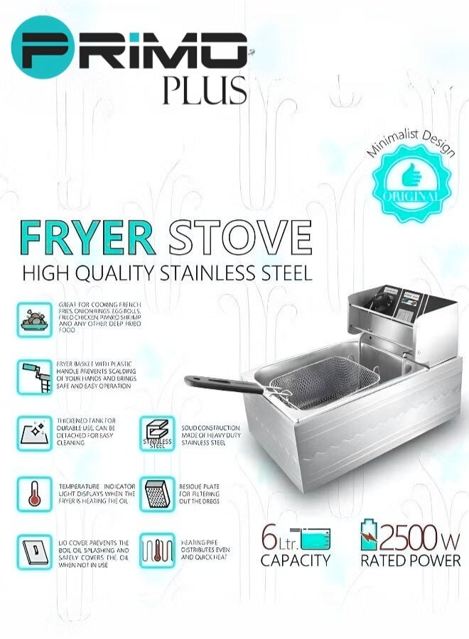 بريمو بلس مقلاة زيت كهربائية سعة 6 لتر 2500 واط مع غطاء - Image 5