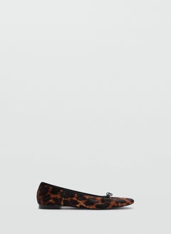 MANGO Leather Leopard Ballerina  - Image 1