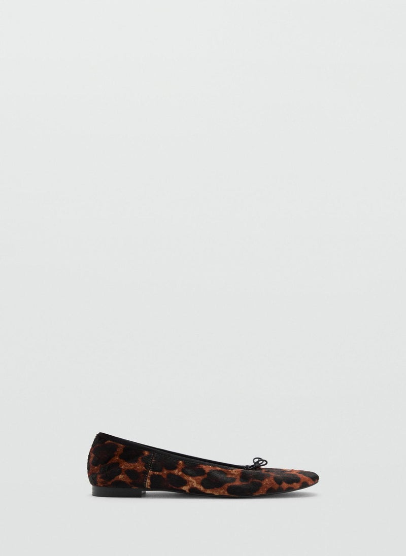 MANGO Leather Leopard Ballerina  - Image 1