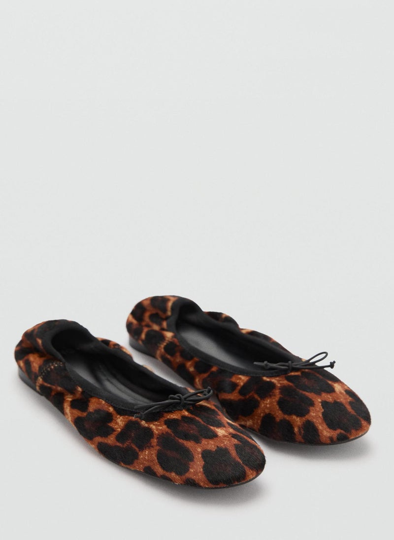 MANGO Leather Leopard Ballerina  - Image 3