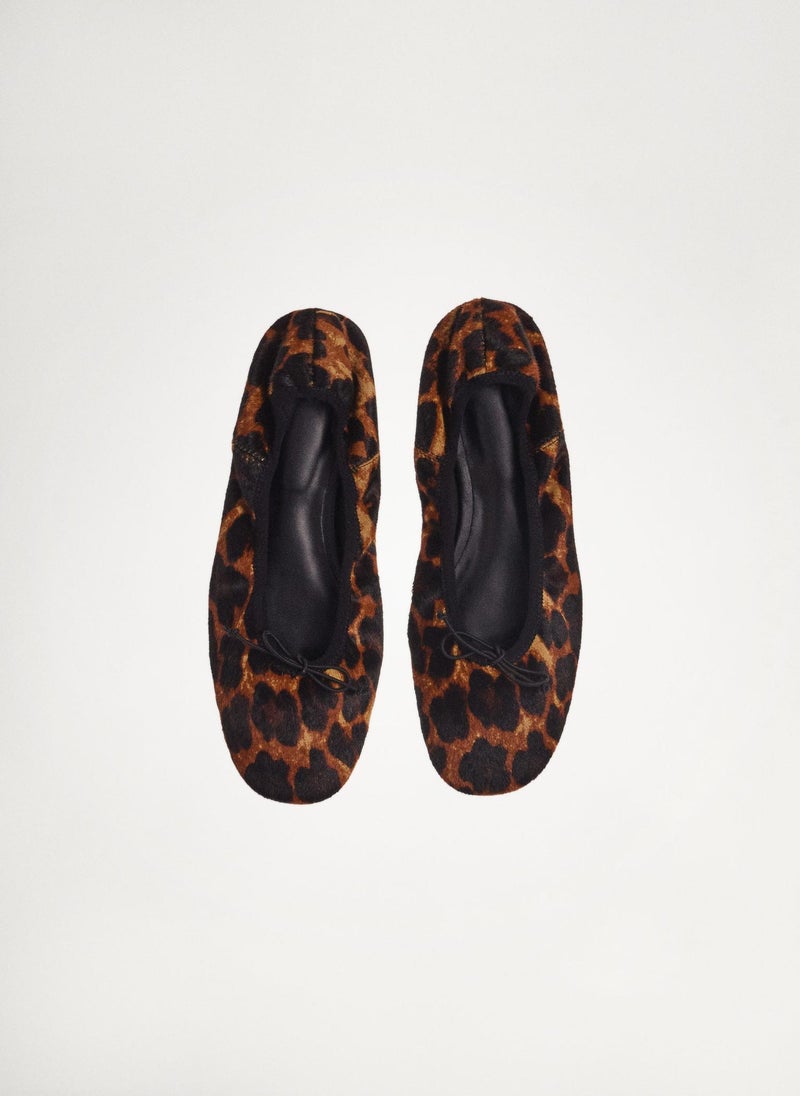 MANGO Leather Leopard Ballerina  - Image 4