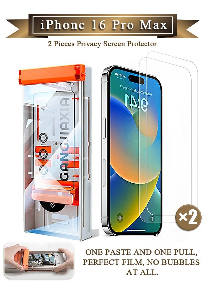 Beyond iPhone 16 Pro Max Privacy Screen Protector, Tempered Glass Protector with Alignment Frame, Anti-Spy Anti-Fingerprint 9D Full Coverage - 2 PACK - Image 1