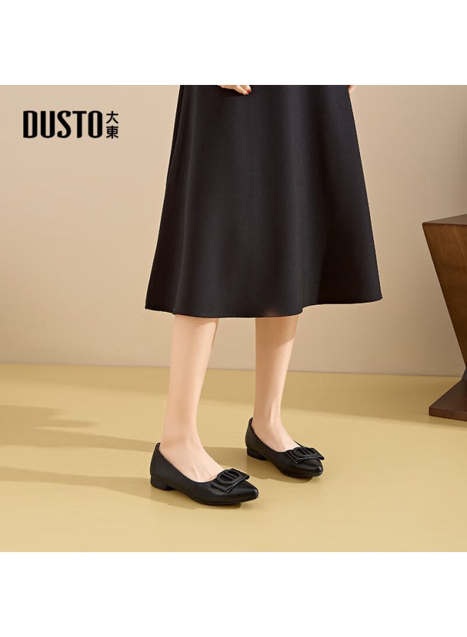DUSTO Da Dong Commuter Shoes Women's Shoes Spring New Simple Square Heel Low Heel Slip-on Pointed Toe Buckle Shallow Mouth C0801 - Image 1
