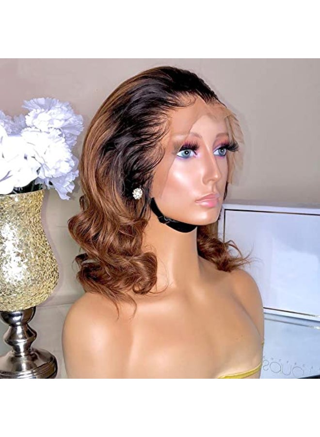 oulaer 1B30 Ombre Loose Wave Short Bob Wig 13x6 Invisible Lace Front Human Hair Wigs with Baby Hair Pre Plucked Glueless HD Lace Wigs Free Part Brazilian Remy Virgin Hair For Black Women Natural Hairline - Image 1