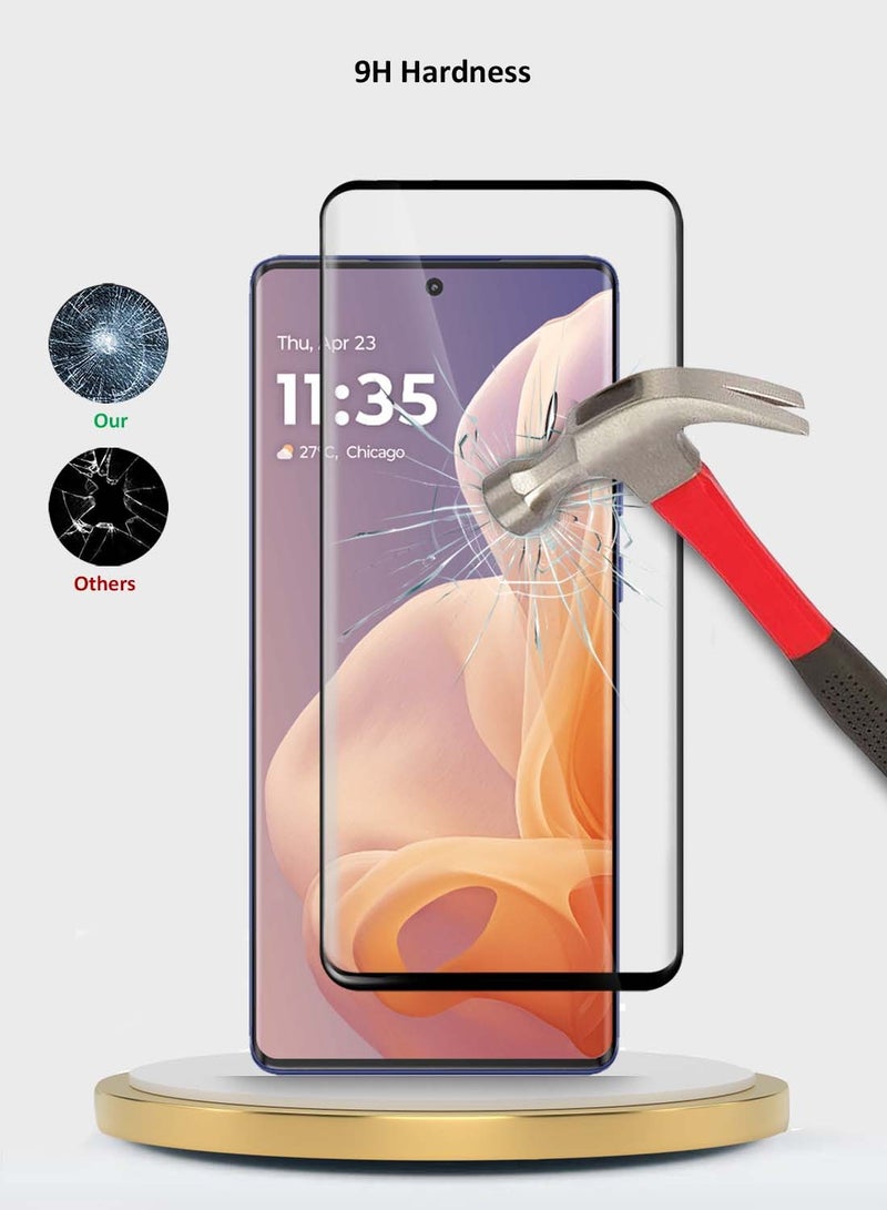 Wtech Motorola Moto G85 / Motorola S50 Neo / Motorola Edge 50 Fusion 5G 2024 Premium Edge-Pro Series Full Glue Full Cover Tempered Glass Screen Protector - Clear/Black - Image 2