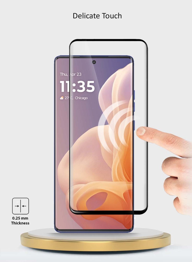 Wtech Motorola Moto G85 / Motorola S50 Neo / Motorola Edge 50 Fusion 5G 2024 Premium Edge-Pro Series Full Glue Full Cover Tempered Glass Screen Protector - Clear/Black - Image 3