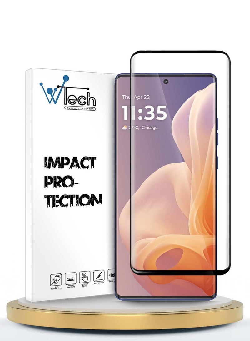 Wtech Motorola Moto G85 / Motorola S50 Neo / Motorola Edge 50 Fusion 5G 2024 Premium Edge-Pro Series Full Glue Full Cover Tempered Glass Screen Protector - Clear/Black - Image 1