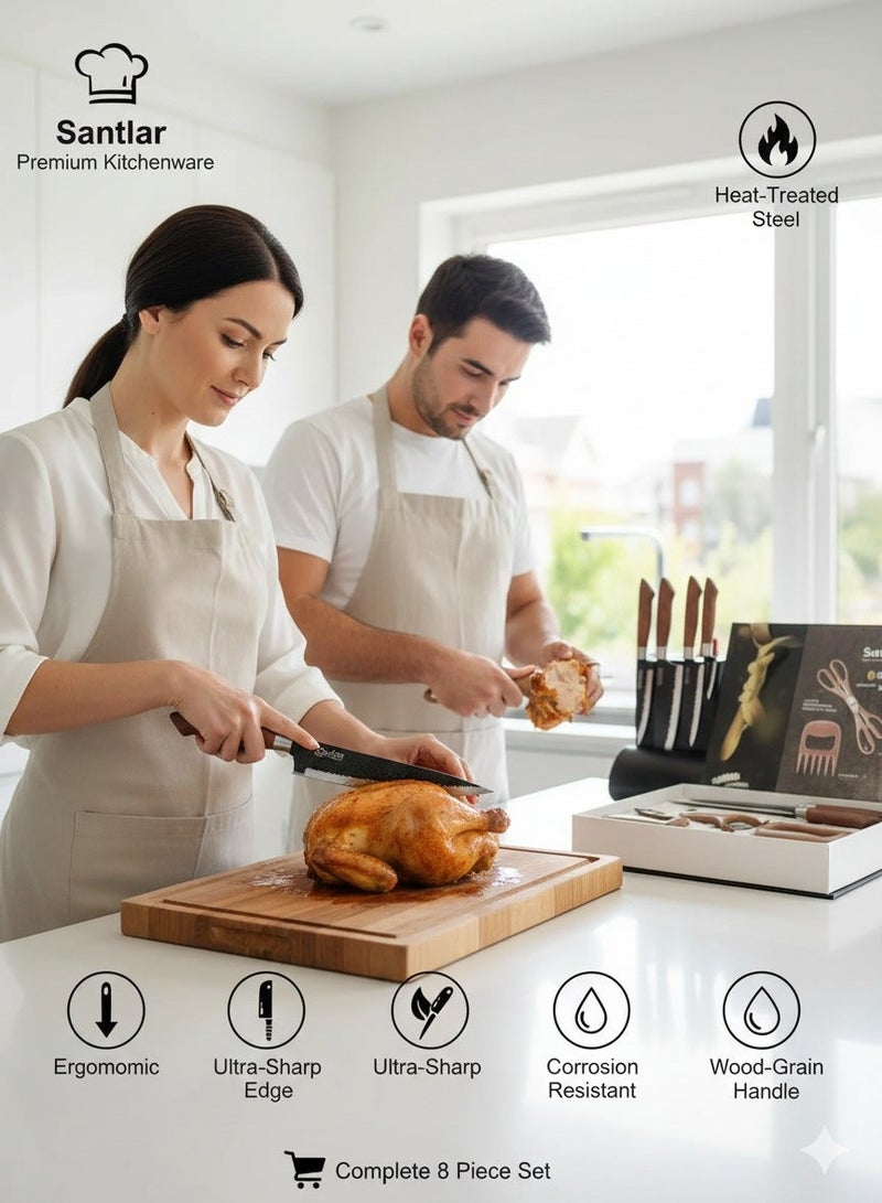 طقم سكاكين مع مقص طقم سكاكين الشيف 8 قطع ستانلس ستيل - Image 5