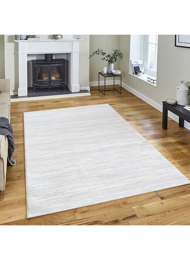 Handpicked Furniture Neutral White Rug, Ultra Soft Area Carpets For Bed Room, Living Room, And Dining Room, Antislip Floor Carpets, Easy To Clean, Made In Turkey, Polypropylene, Rectangle