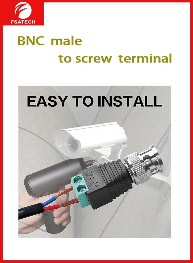 FSATECH 10 قطعة محطة حمراء BNC ذكر لحام تحويل الطاقة برغي توصيل نوع كاميرا مراقبة BNC محطة عكسها BNC - Image 4