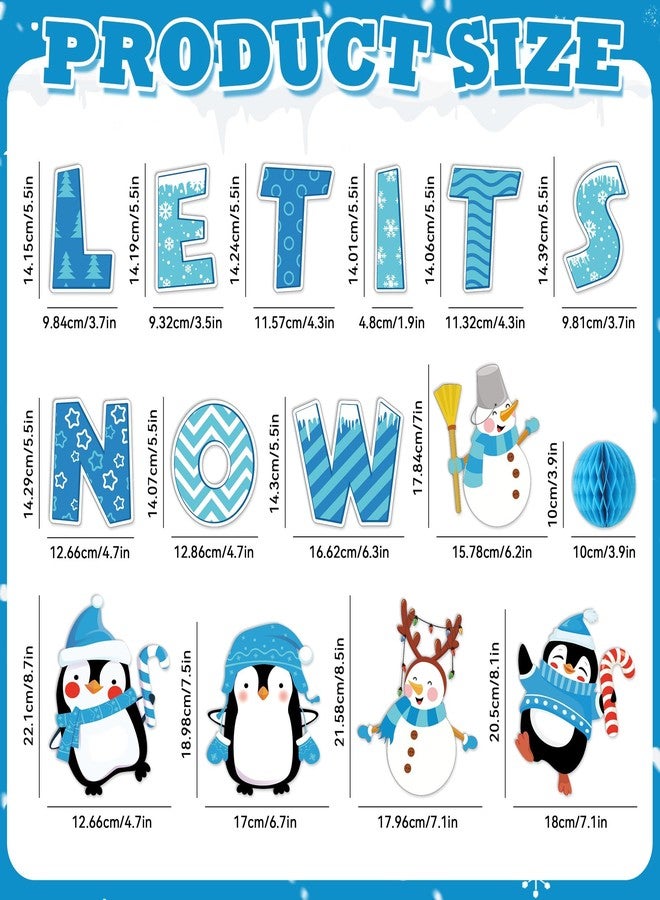 Naozinebi 53PCS 3D Winter Honeycomb Bulletin Board Snowflake Penguin Bulletin Board Set Christmas Party Supply Snowman Bulletin Board Let it Snow Paper Cutouts with School Classroom Wall Decor - Image 2