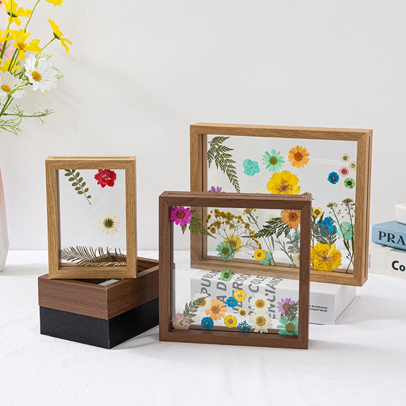 Dried flowers and leaves specimen frame wooden frame with real glass frame wedding photo frame desktop photo decoration - Image 2
