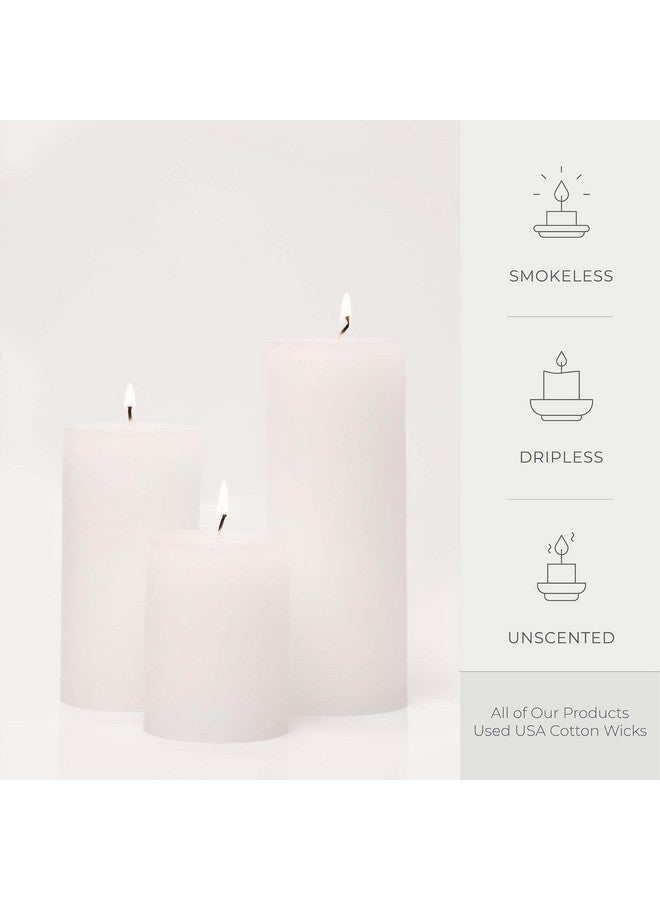 BASK Mottled Pillar Candles - Unscented White Pillar Candles Set of 3 - Dripless, Smokeless for All Occasions - Image 3