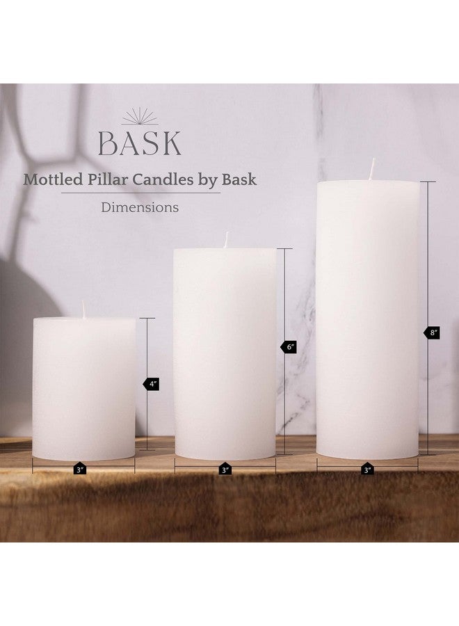 BASK Mottled Pillar Candles - Unscented White Pillar Candles Set of 3 - Dripless, Smokeless for All Occasions - Image 2