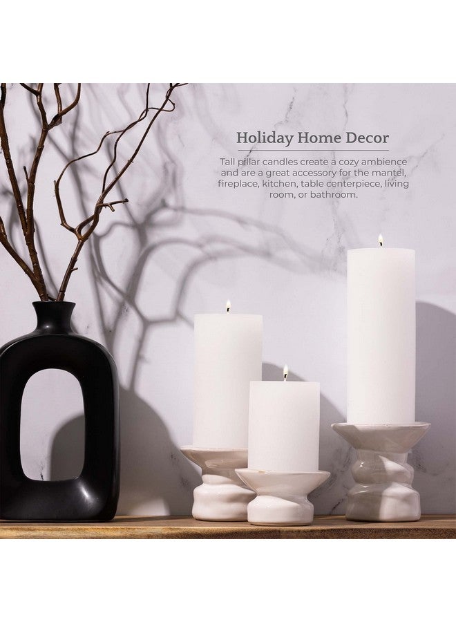 BASK Mottled Pillar Candles - Unscented White Pillar Candles Set of 3 - Dripless, Smokeless for All Occasions - Image 4