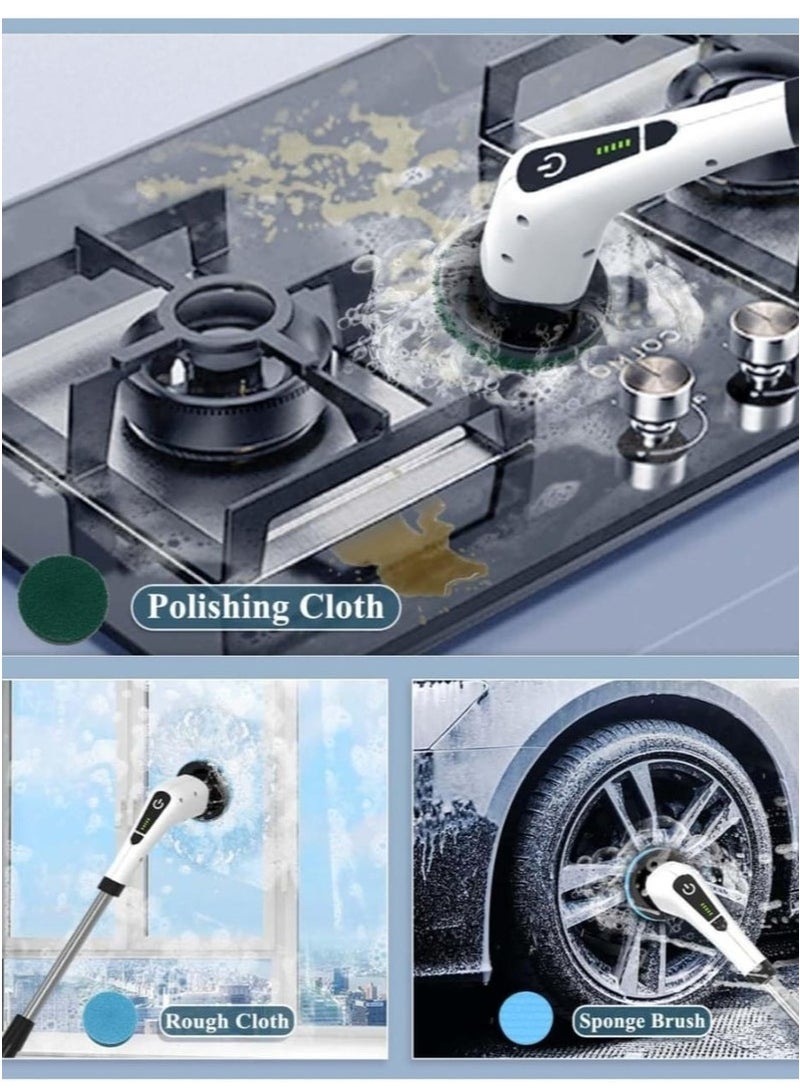 9 in 1 Electric Spin Scrubber, Cordless Cleaning Brush with 9 Replaceable Brush Heads and 54 Inch Adjustable Extension Arm, Power Shower Scrubber for Bathroom, Kitchen, Floor, Tile, Tub  - Image 5