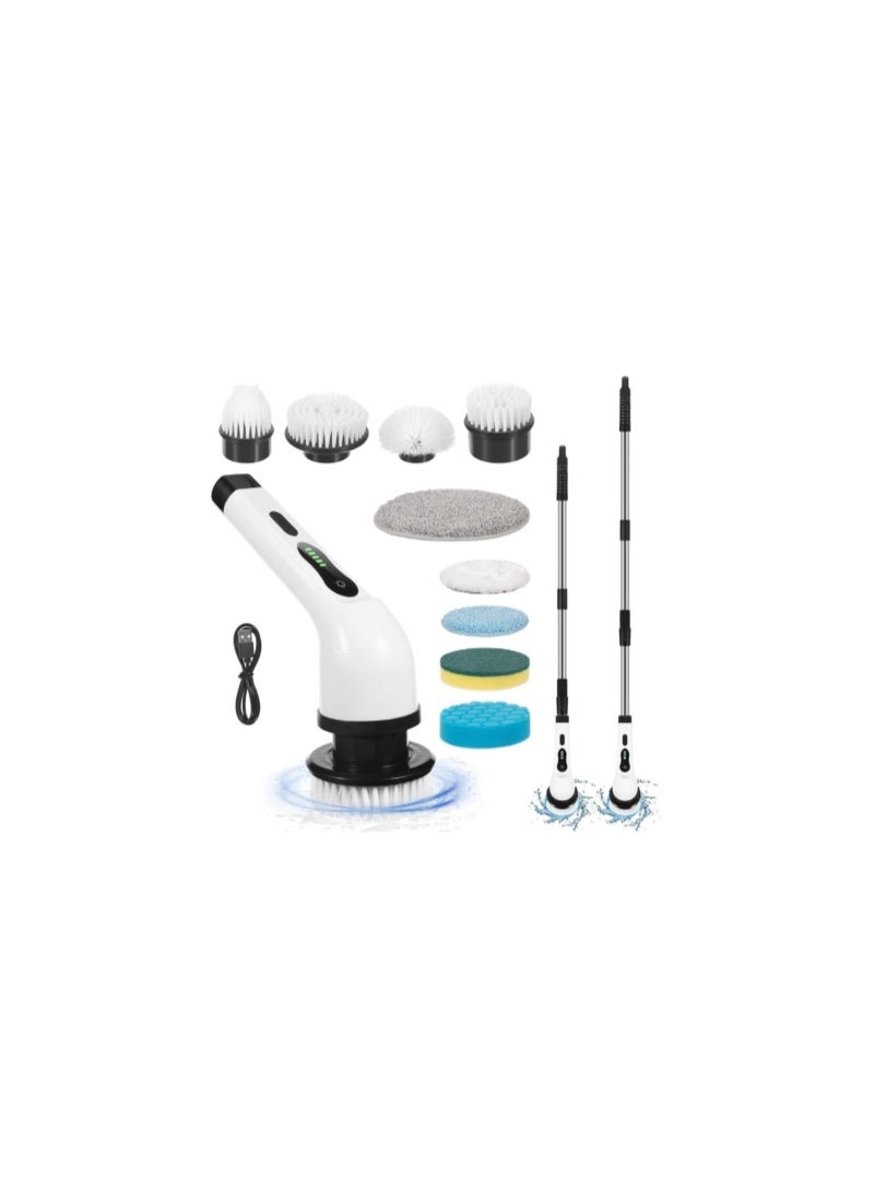9 in 1 Electric Spin Scrubber, Cordless Cleaning Brush with 9 Replaceable Brush Heads and 54 Inch Adjustable Extension Arm, Power Shower Scrubber for Bathroom, Kitchen, Floor, Tile, Tub  - Image 2