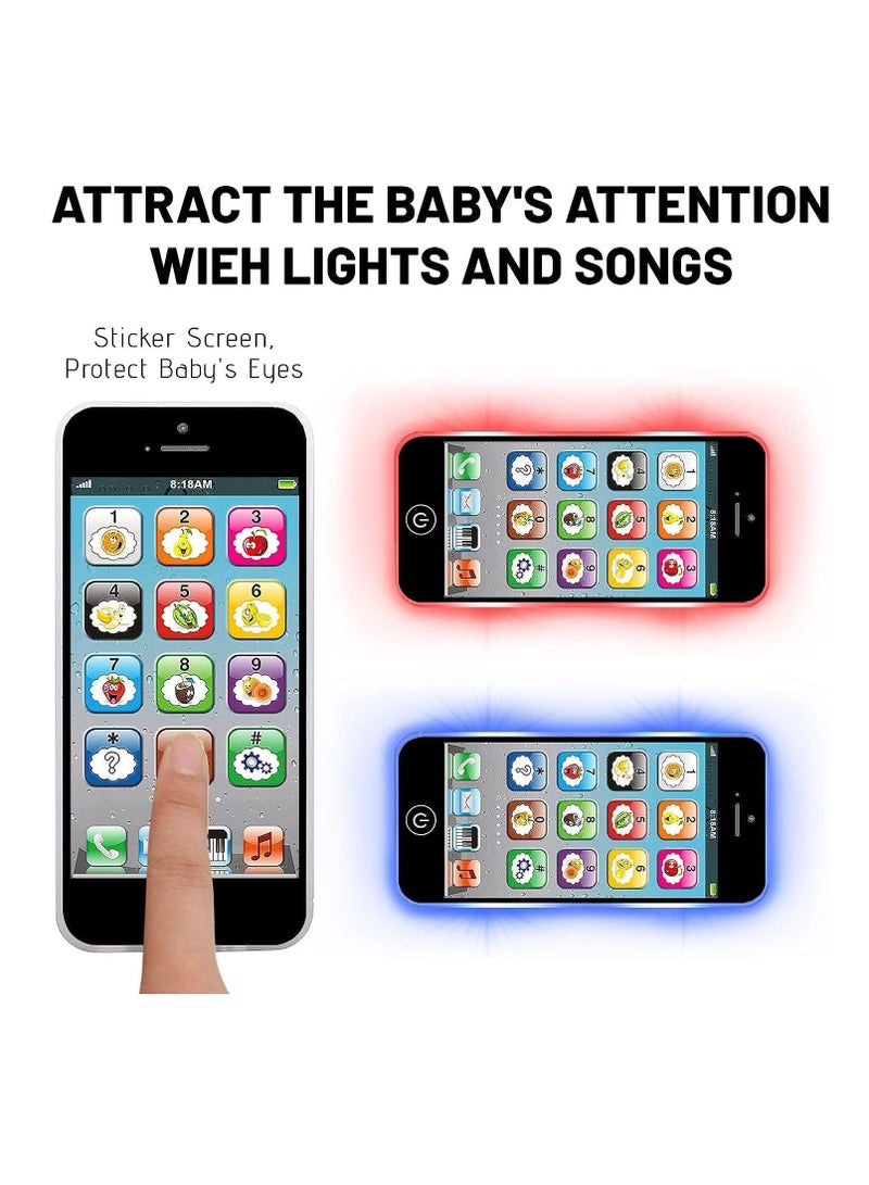 Toy Learning Play Cell Phone with 8 Functions and Dazzling Lights Interactive Toy for Toddler, Baby, Kids (Black) - Image 4