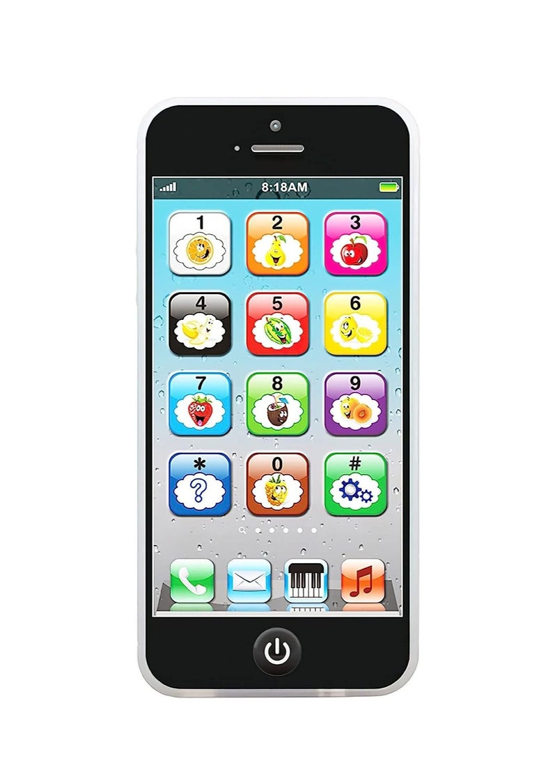 Toy Learning Play Cell Phone with 8 Functions and Dazzling Lights Interactive Toy for Toddler, Baby, Kids (Black) - Image 1