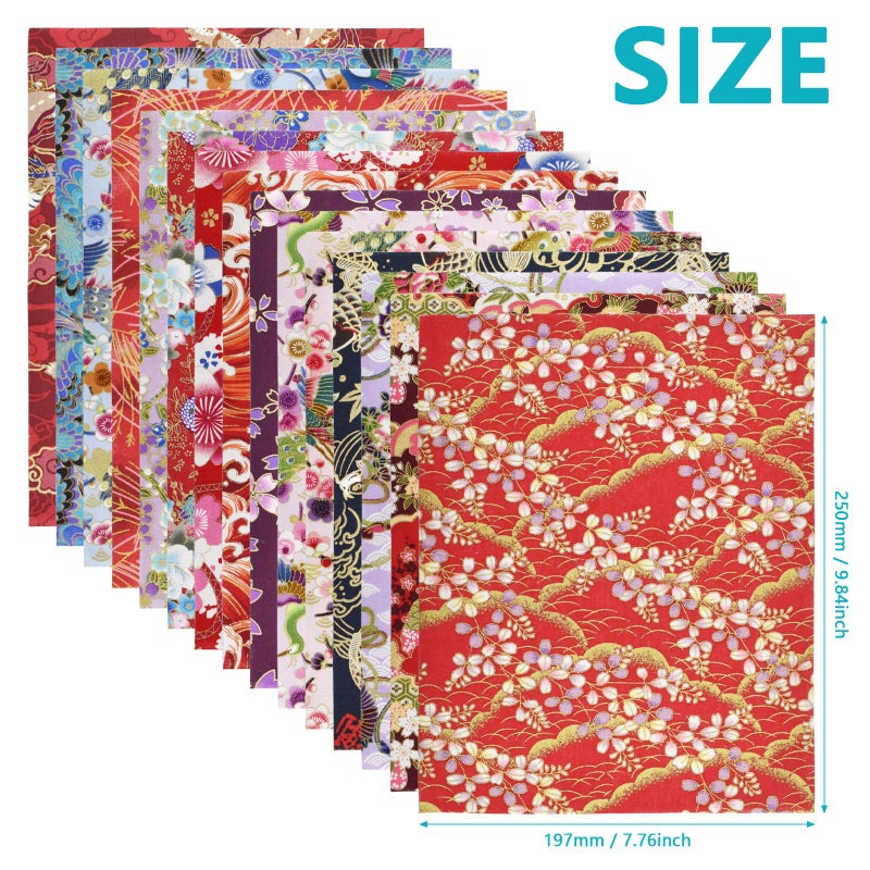 SHRJ 30Pcs 8"x 10" Fat Fabric Square Quilting Cotton Pre-Cut Bundles Japanese Style Floral Dragon Butterfly Common Carp Design for Patchwork DIY Sewing Craft Decorating Scrapbook - Image 2