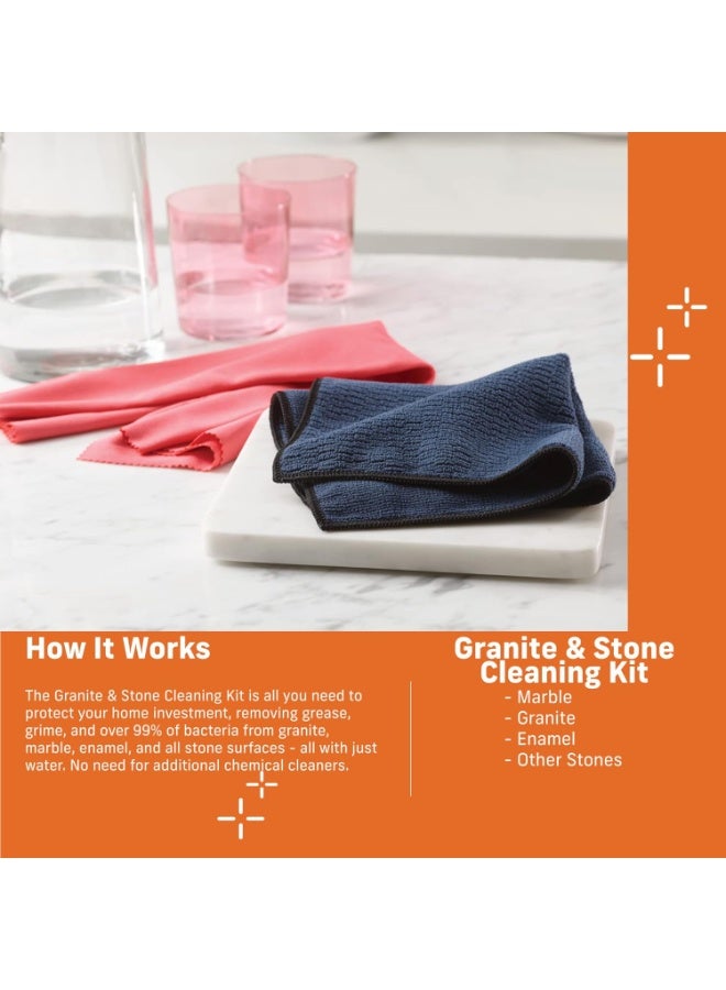 e-cloth E-Cloth Granite & Stone Cleaning Kit, Premium Microfiber Cleaning Cloth, Ideal Cleaner and Polish for Granite, Marble and Other Stone Countertops, 100 Wash Guarantee, 2 Cloth Set - Image 2