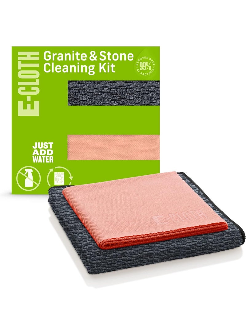 e-cloth E-Cloth Granite & Stone Cleaning Kit, Premium Microfiber Cleaning Cloth, Ideal Cleaner and Polish for Granite, Marble and Other Stone Countertops, 100 Wash Guarantee, 2 Cloth Set - Image 3