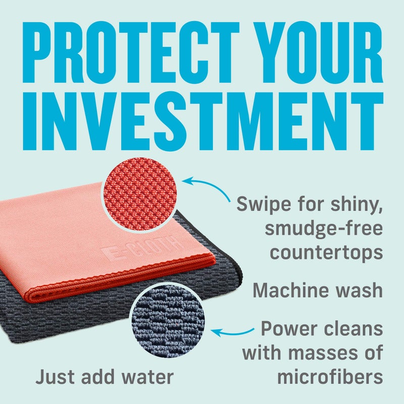 E-Cloth Granite & Stone Cleaning Kit, Premium Microfiber Cleaning Cloth, Ideal Cleaner and Polish for Granite, Marble and Other Stone Countertops, 100 Wash Guarantee, 2 Cloth Set - Image 3