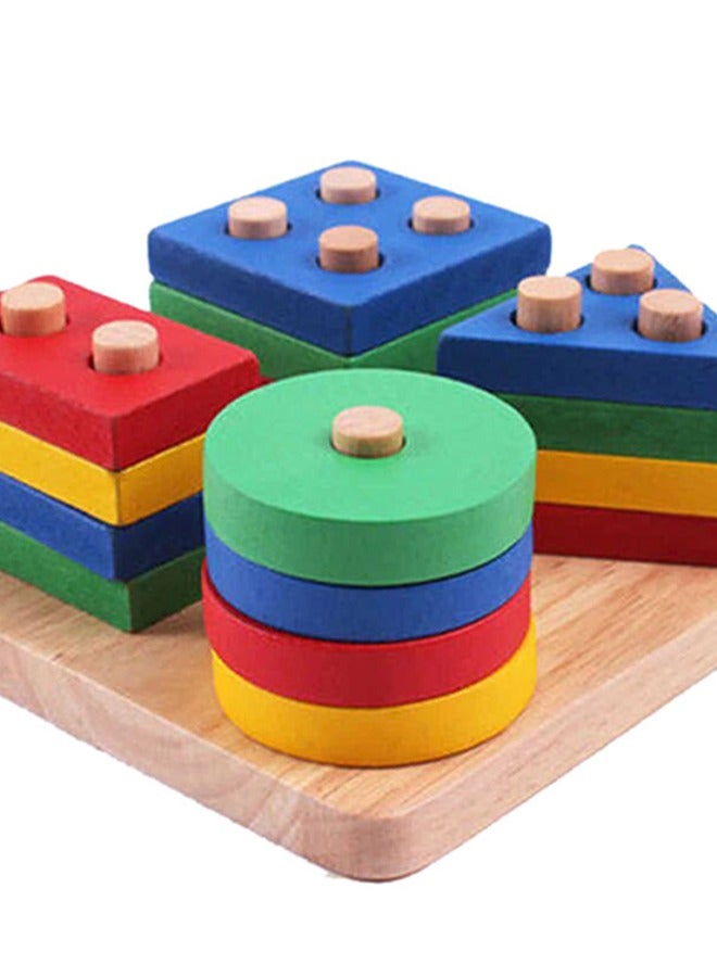 Educational Wooden Blocks Set for Kids to Learn Shapes in Multiple Shapes 6.3 x 5.31 x 2.76 inches - Image 2