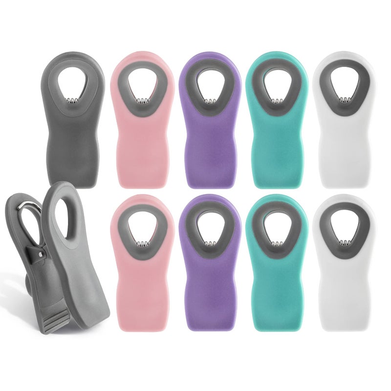 COOK WITH COLOR COOK WITH COLOR Bag Clips with Magnet Food Clips Chip Clips Bag Clips for Food Storage with Airtight Seal Grip for Bread Bags Snack Bags and Food Bags Multicolor Pack of 10 