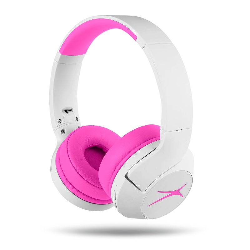 Altec Lansing Kid Safe Noise Cancelling Wireless Headphones 15H Battery, 85dB Volume Limit, Foldable Design Powerful Sound, Active Noise Cancellation Perfect for Kids Ages 7+ (Whiteout Pop Pink) - Image 1