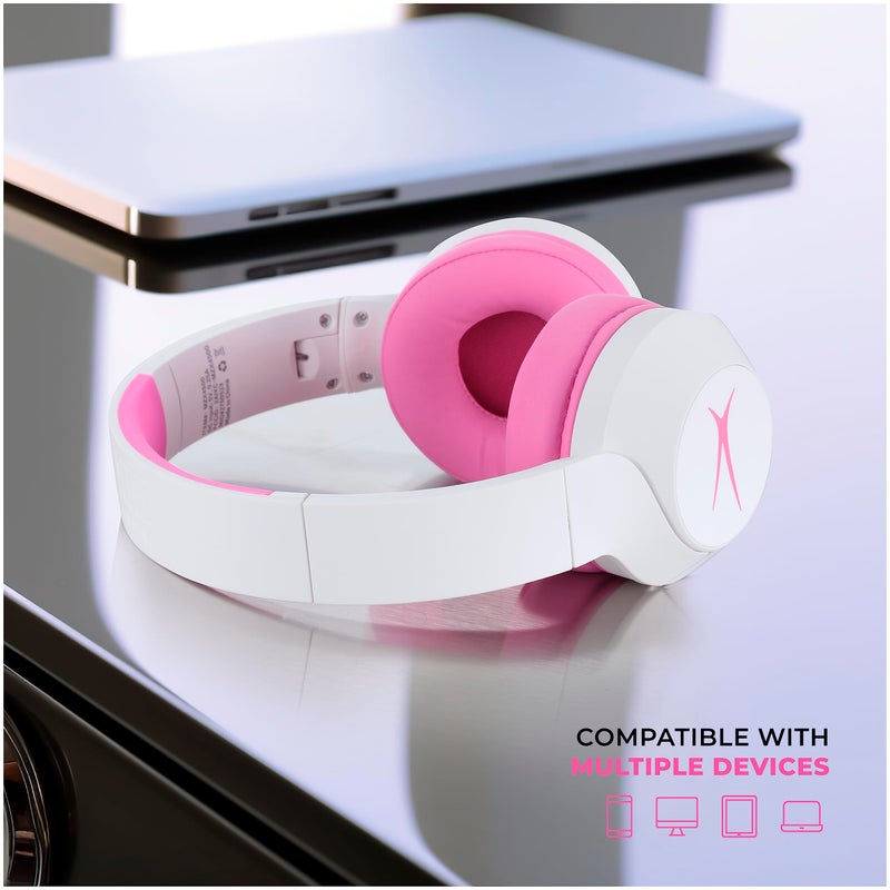Altec Lansing Kid Safe Noise Cancelling Wireless Headphones 15H Battery, 85dB Volume Limit, Foldable Design Powerful Sound, Active Noise Cancellation Perfect for Kids Ages 7+ (Whiteout Pop Pink) - Image 5