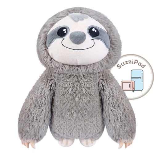 SUZZIPAD Microwavable Stuffed Animal Heated Sloth Plush for Anxiety Bedtime Cuddle  Companion Soreness  Stress Relief Warmer Plueshies Microwave Heating Pad Gifts for Women Gray - Image 1