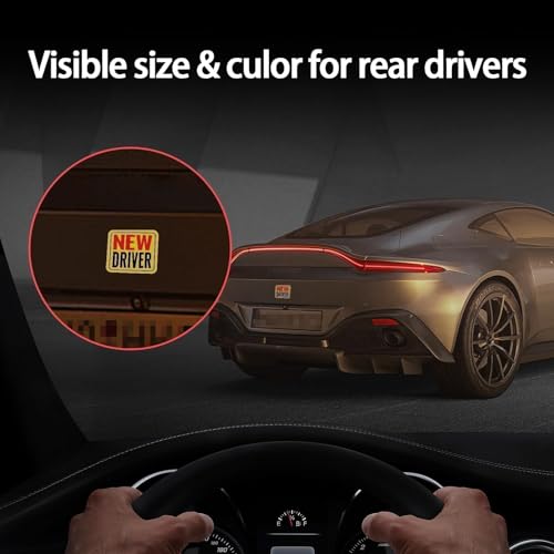 Linsaner New Driver Magnet for Car, Student Driver Magnet, 2-Pack Removable Reflective Car Decals - Durable Automotive Exterior Accessories Stickers for Cars (Red/Black - New) - Image 3
