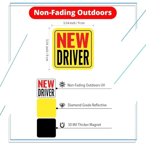 Linsaner New Driver Magnet for Car, Student Driver Magnet, 2-Pack Removable Reflective Car Decals - Durable Automotive Exterior Accessories Stickers for Cars (Red/Black - New) - Image 2