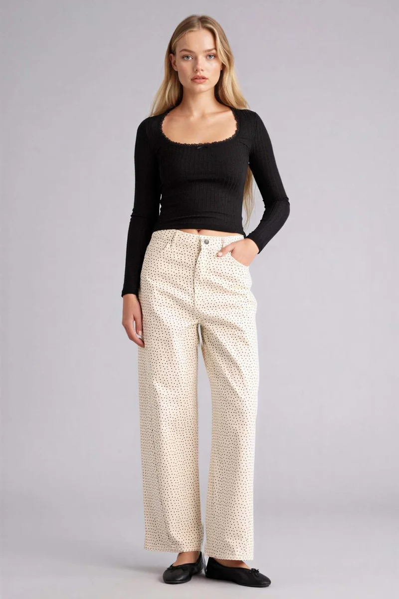 ديفاكتو Baggy Fit Regular Waist Gabardine Trousers