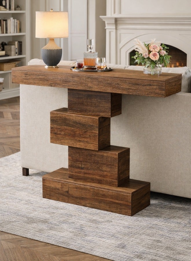 هومونير طاولة كونسول خشبية مقاس 42 بوصة مع قاعدة خشبية هندسية للمداخل، الممرات، وديكور غرفة المعيشة - Image 2