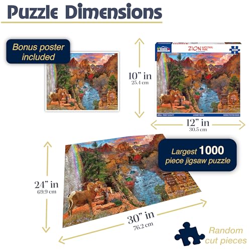 White Mountain 1000 Piece Jigsaw Puzzle Scenic Red Rock Mountain Puzzles with Large Pieces Gift for Adults and Family 24x30 Zion National Park - Image 5