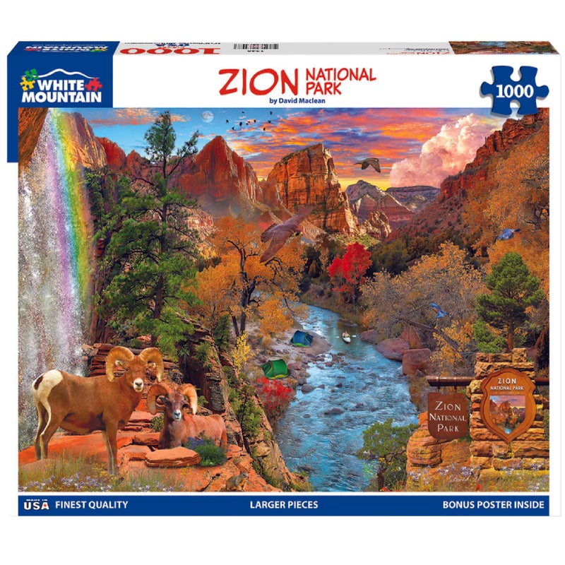 White Mountain 1000 Piece Jigsaw Puzzle Scenic Red Rock Mountain Puzzles with Large Pieces Gift for Adults and Family 24x30 Zion National Park - Image 3